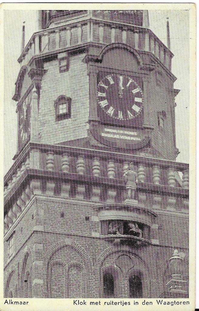 Alkmaar, Klok, ruitertjes, Waagtoren, Singulas horas, vitas, Verzenden, 1920 tot 1940, Ongelopen, Noord-Holland