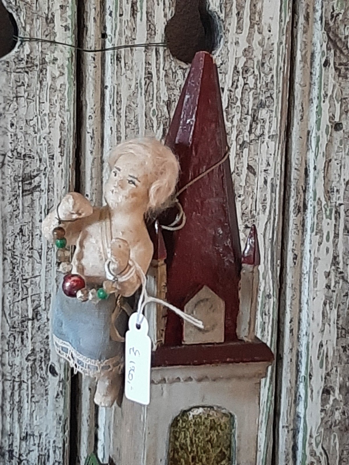 oud kerstboompje met versiering  33 cm, Diversen, Ophalen of Verzenden