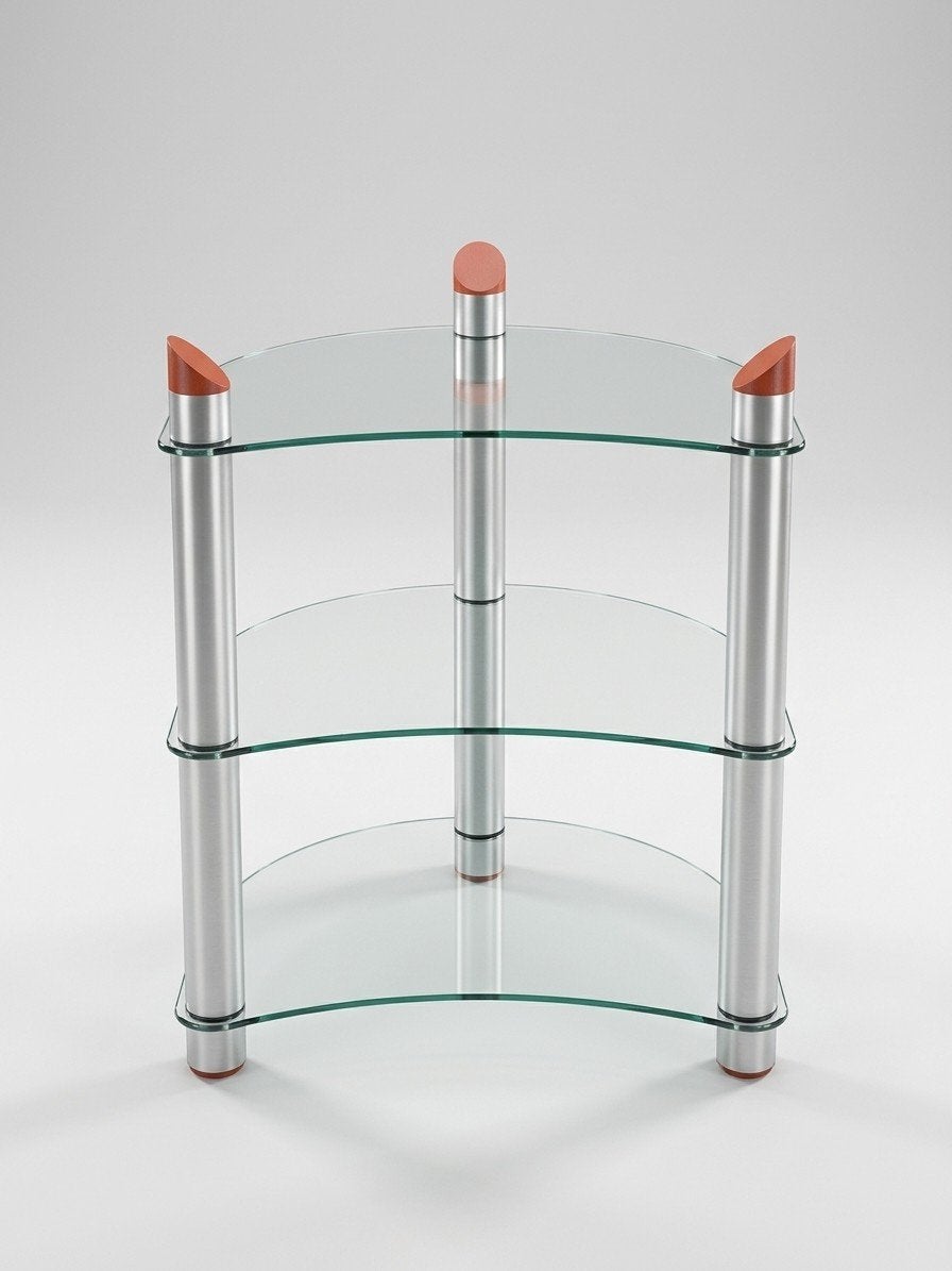 Mooi glazen TV-/audiomeubel (3 etages) en metalen poten, Ophalen, Gebruikt, 50 tot 100 cm, Glas