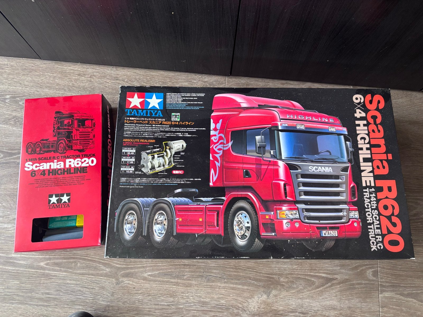Tamiya Scania R620 RC Truck met Trailer, Hobby en Vrije tijd, Modelbouw | Auto's en Voertuigen, Ophalen, Gebruikt, Groter dan 1:32