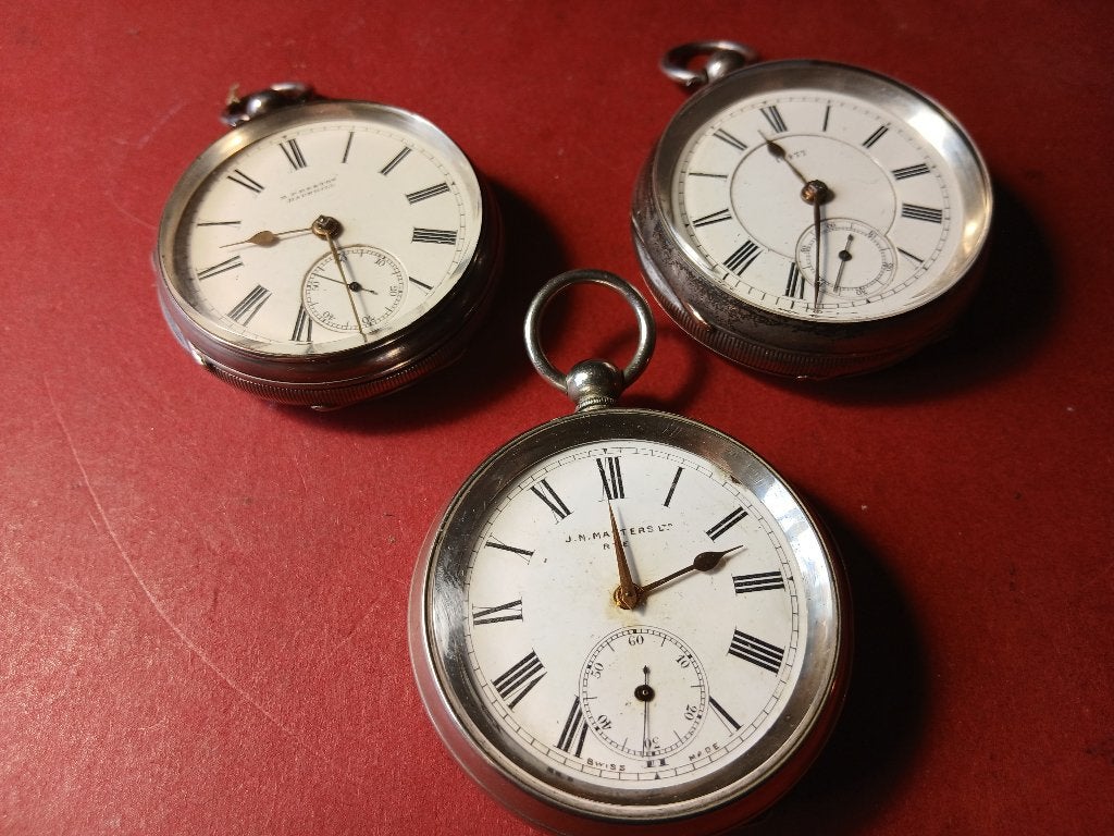 3x  zakhorloge engels zilver, Verzenden, Zilver, Zakhorloge, Overige merken