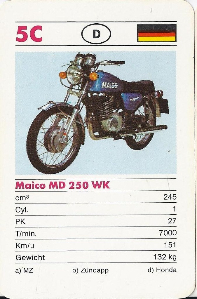 F260 motorkaartje 5c maico md 250 wk, Ophalen of Verzenden, Zo goed als nieuw, Auto's