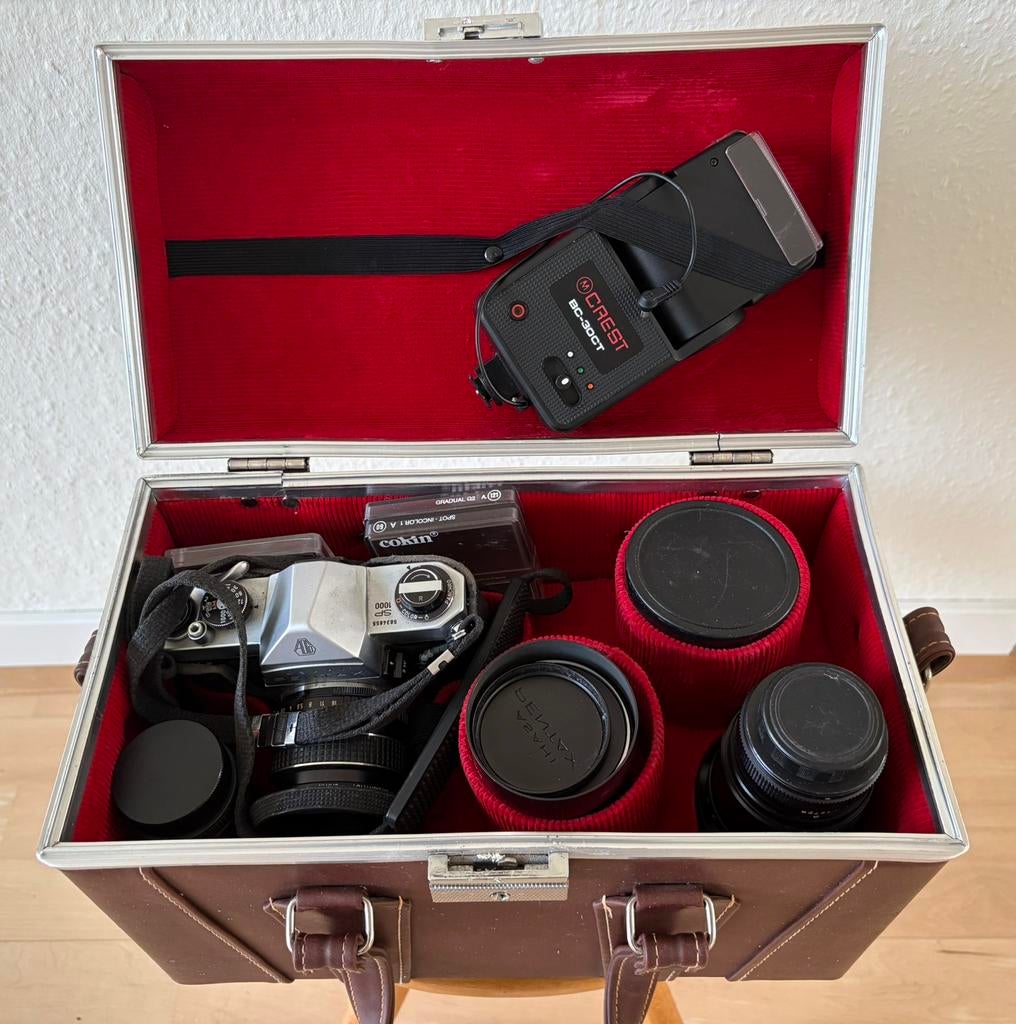 Pentax Asahi analoge camera met verschillende lenzen, Ophalen, Zo goed als nieuw, Spiegelreflex, Pentax