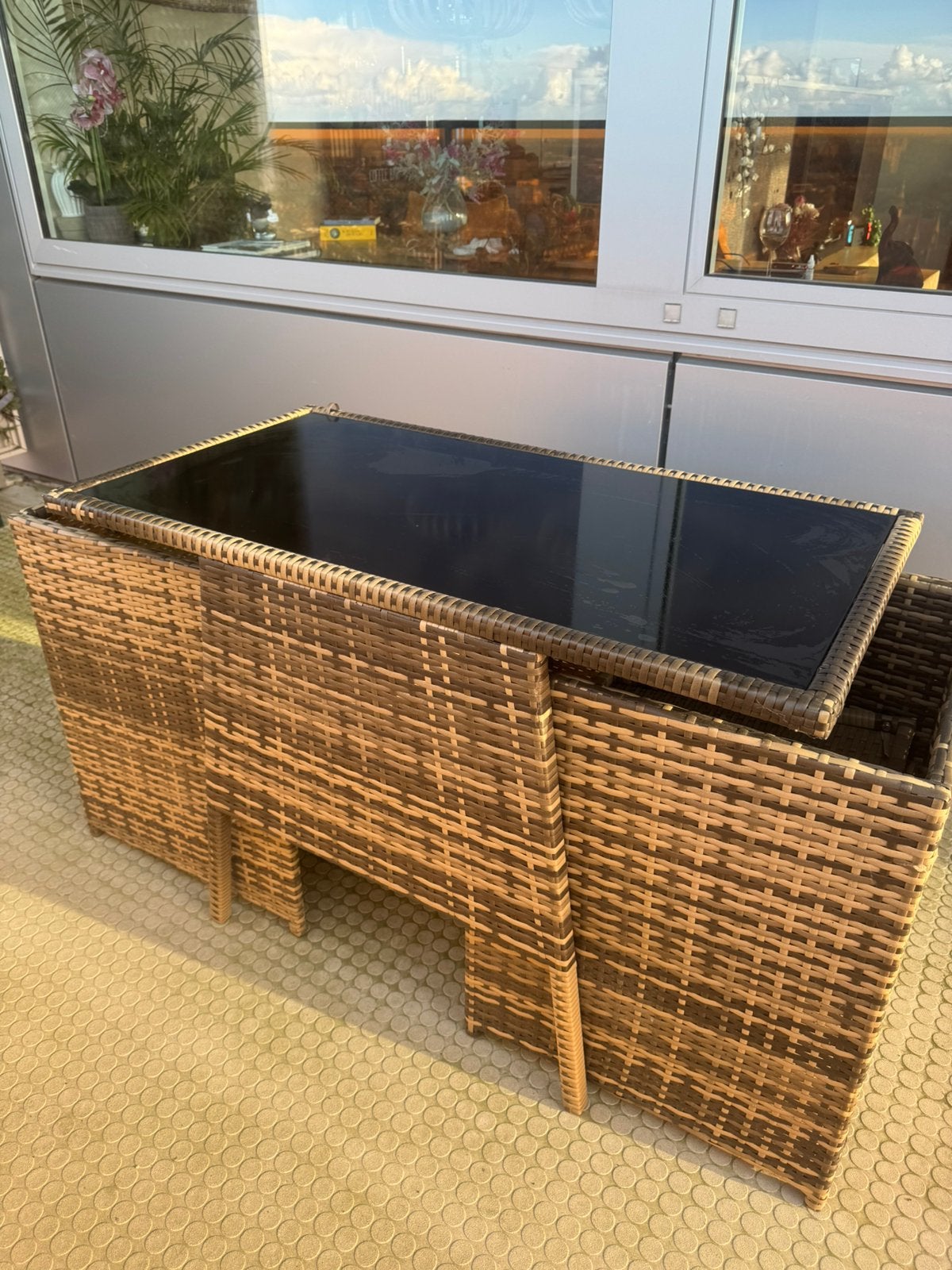 Prachtige balkon / tuin set, merk TecTake, Wicker zit groep, Tuin en Terras, Ophalen, Zo goed als nieuw, Rechthoekig, Wicker