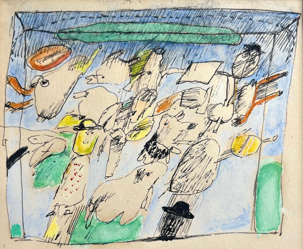 Age Klink (Vlaardingen 1940) ‘Het uitlaten van de hond' 1968, Ophalen of Verzenden