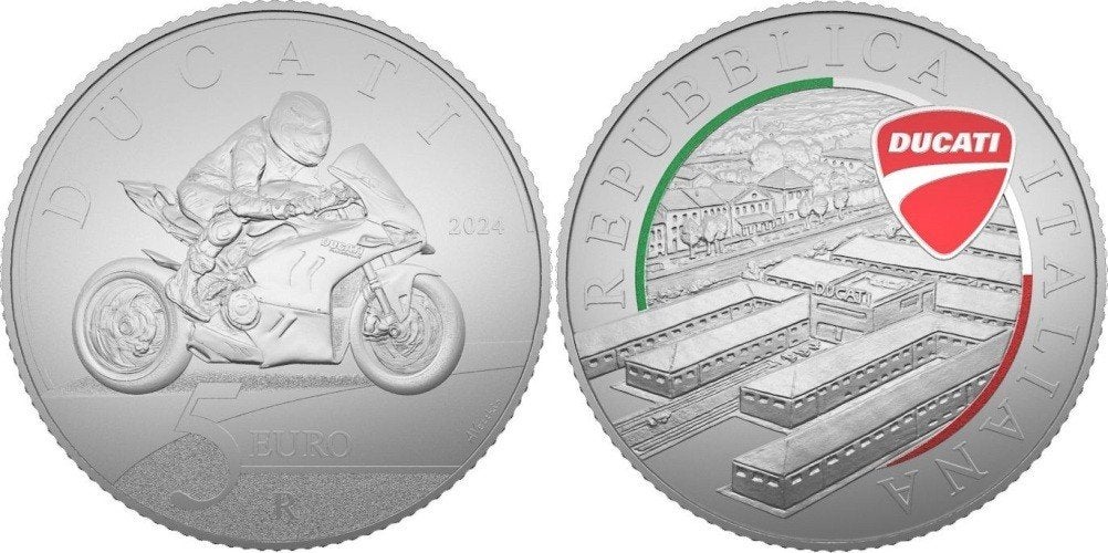 5 Euro munt Italie 2024 FDC Ducati Panigale V4 Zilver Ag 925, Postzegels en Munten, Zilver, Ophalen of Verzenden, 5 euro, Italië