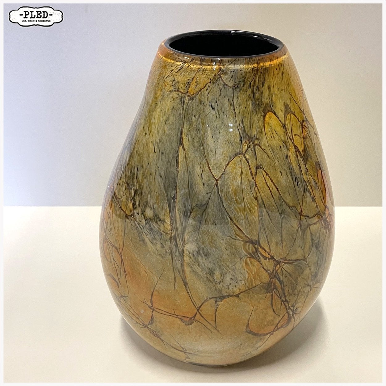 Amberkleurige “Art Glass” vaas uit Krosno, Polen Bloemvaas, Ophalen, Krosno, zuid-Oost Polen, 30 cm, Nieuw
