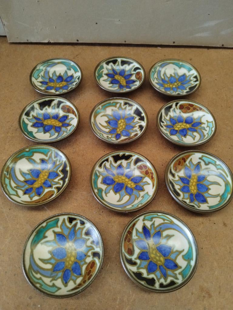 Gouda plateel, dec sonna, 11 schoteltjes v 6,7 cm br, Ophalen of Verzenden