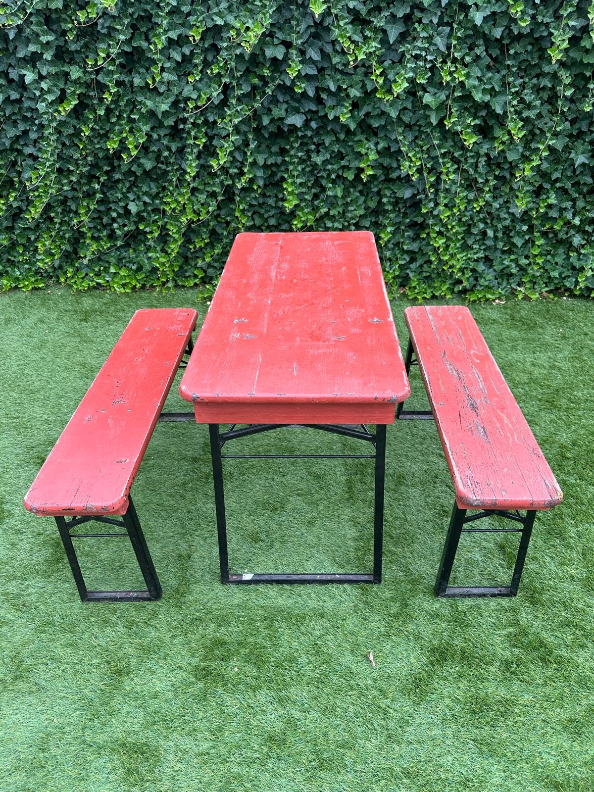 Inklapbaar Terras / picknick bankje - 2 setjes, Tuin en Terras, Picknicktafels, Ophalen, Gebruikt, Hout, Inklapbaar