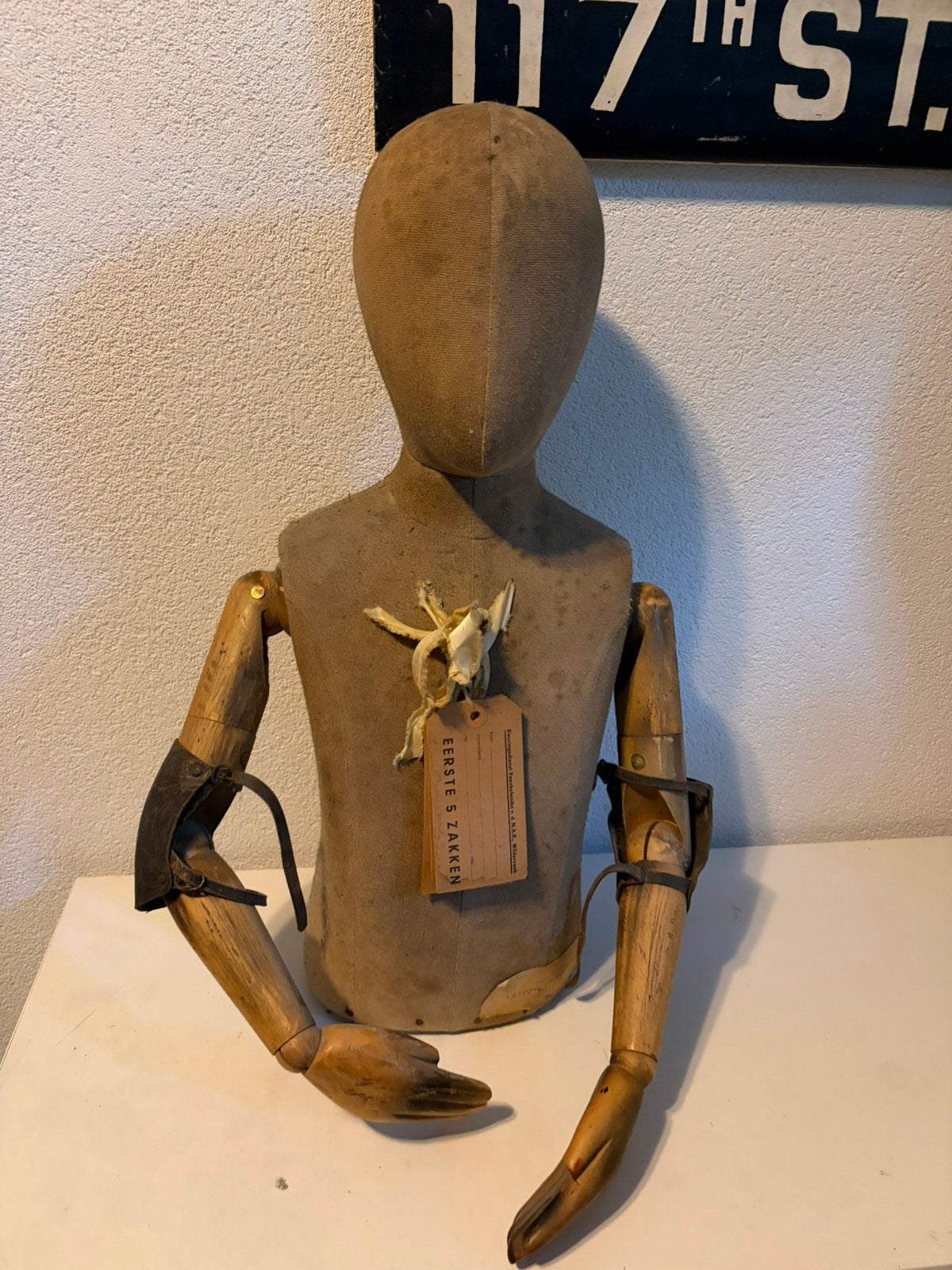 Antieke Kinder Paspop met Houten Armen Fr. Portius Leipzig, Ophalen of Verzenden