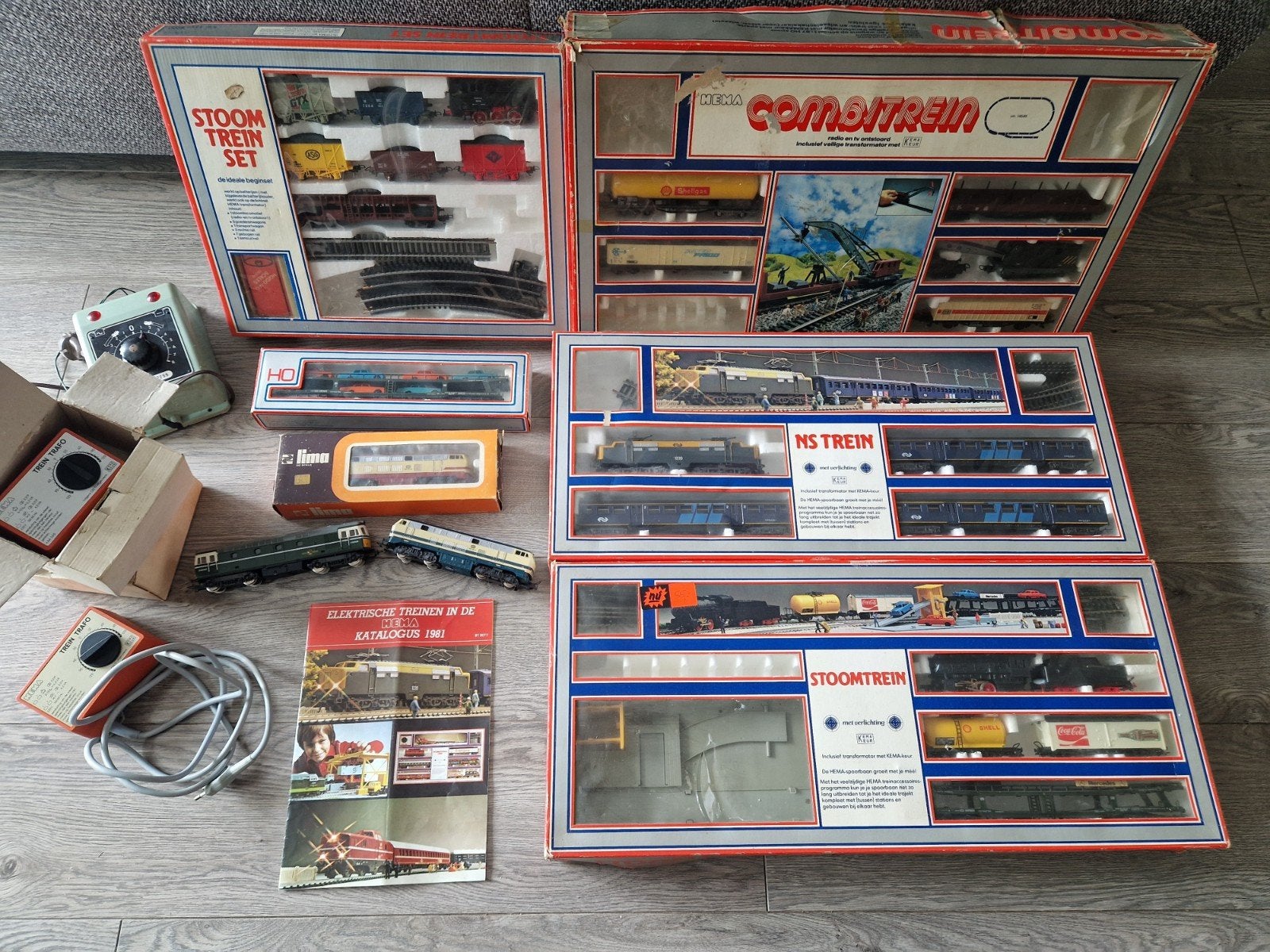 Hema Lima 4 Treinsets in doos en extra's, Ophalen, Zo goed als nieuw, Treinset, Lima