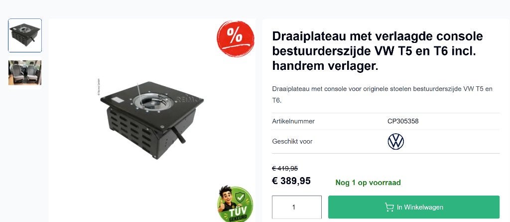Draaiplateau VW Transporter t5 t6 bestuurderszijde NIEUW, Ophalen, Nieuw