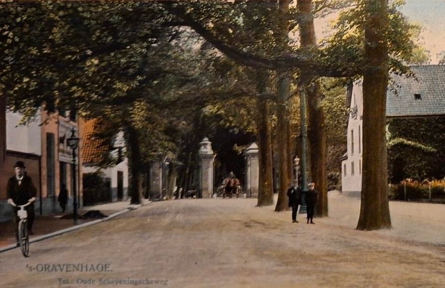 Den Haag- TOL: Oude Scheveningscheweg in 1908-Man op fiets, Verzenden, Voor 1920, Gelopen, Zuid-Holland
