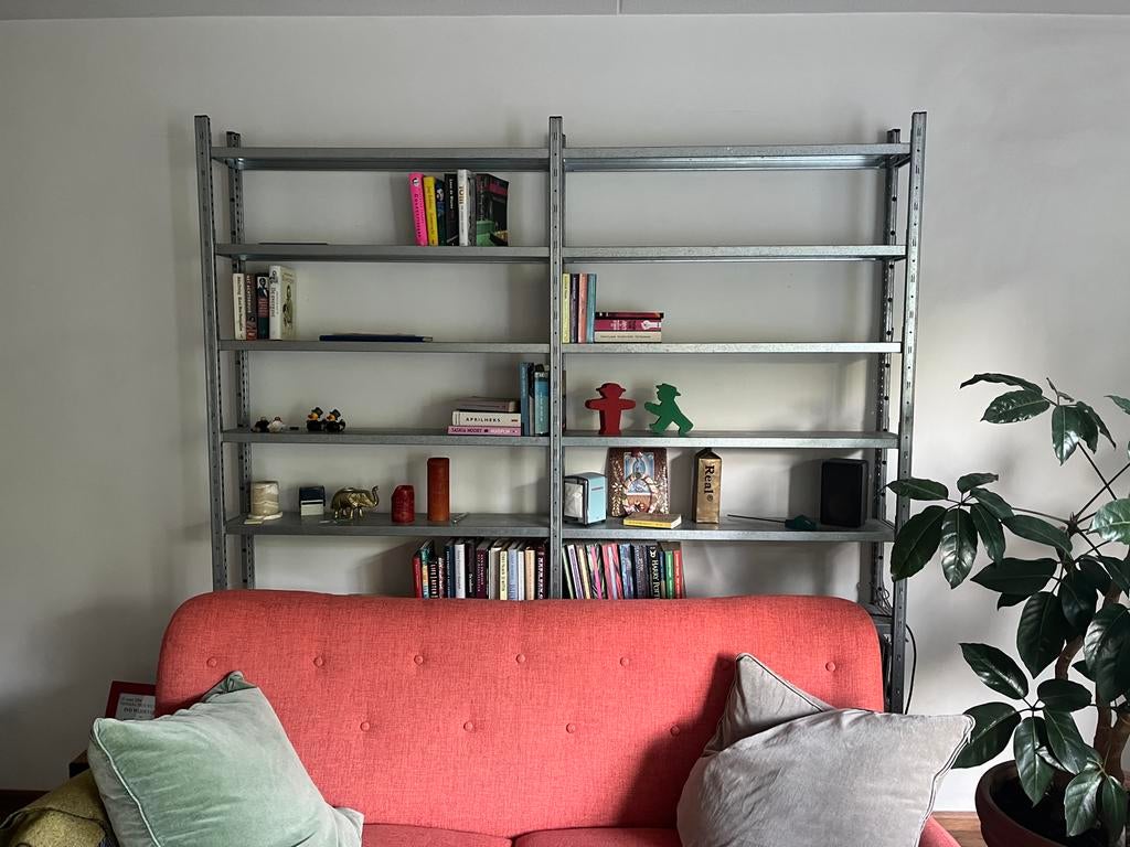 Gegalvaniseerde stellingkast / boekenkast - 220x205x20cm, Ophalen, Met plank(en), Gebruikt, 200 cm of meer