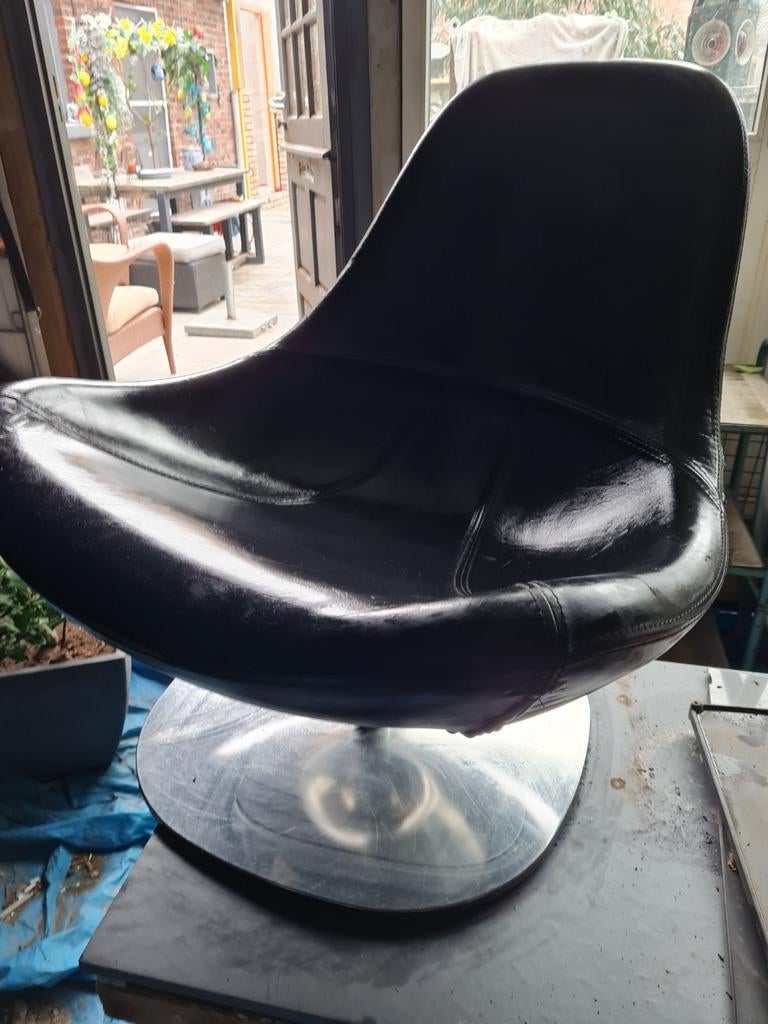 Luxe leren draaizetel te koop., Huis en Inrichting, Ophalen, Minder dan 75 cm, Leer, Zo goed als nieuw