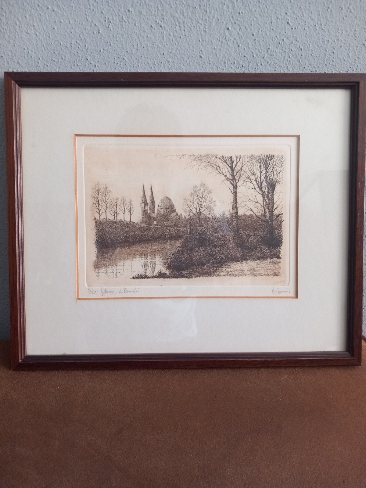 Ets Geldrop "de Dommel " gesigneerd., Antiek en Kunst, Ophalen of Verzenden