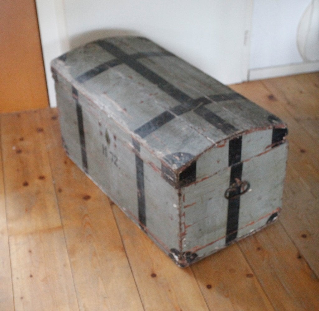 antieke houten kist / hutkoffer, Ophalen, Gebruikt, 50 tot 100 cm, Minder dan 50 cm