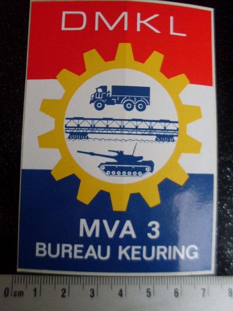 sticker dmkl mva 3 bureau keuring logo embleem wapen leger, Verzamelen, Stickers, Zo goed als nieuw, Bedrijf of Vereniging, Verzenden