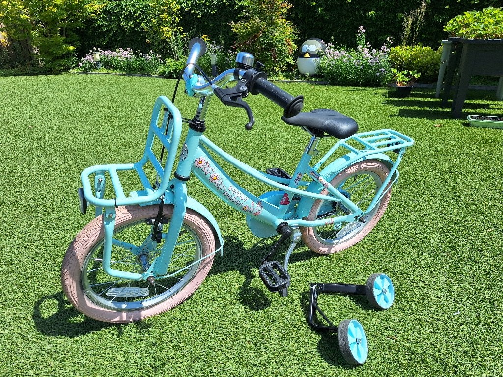 Supersuper Lola 16 inch meisjesfiets (incl zijwieltjes), Fietsen en Brommers, Terugtraprem, Gebruikt, Handrem, 16 inch