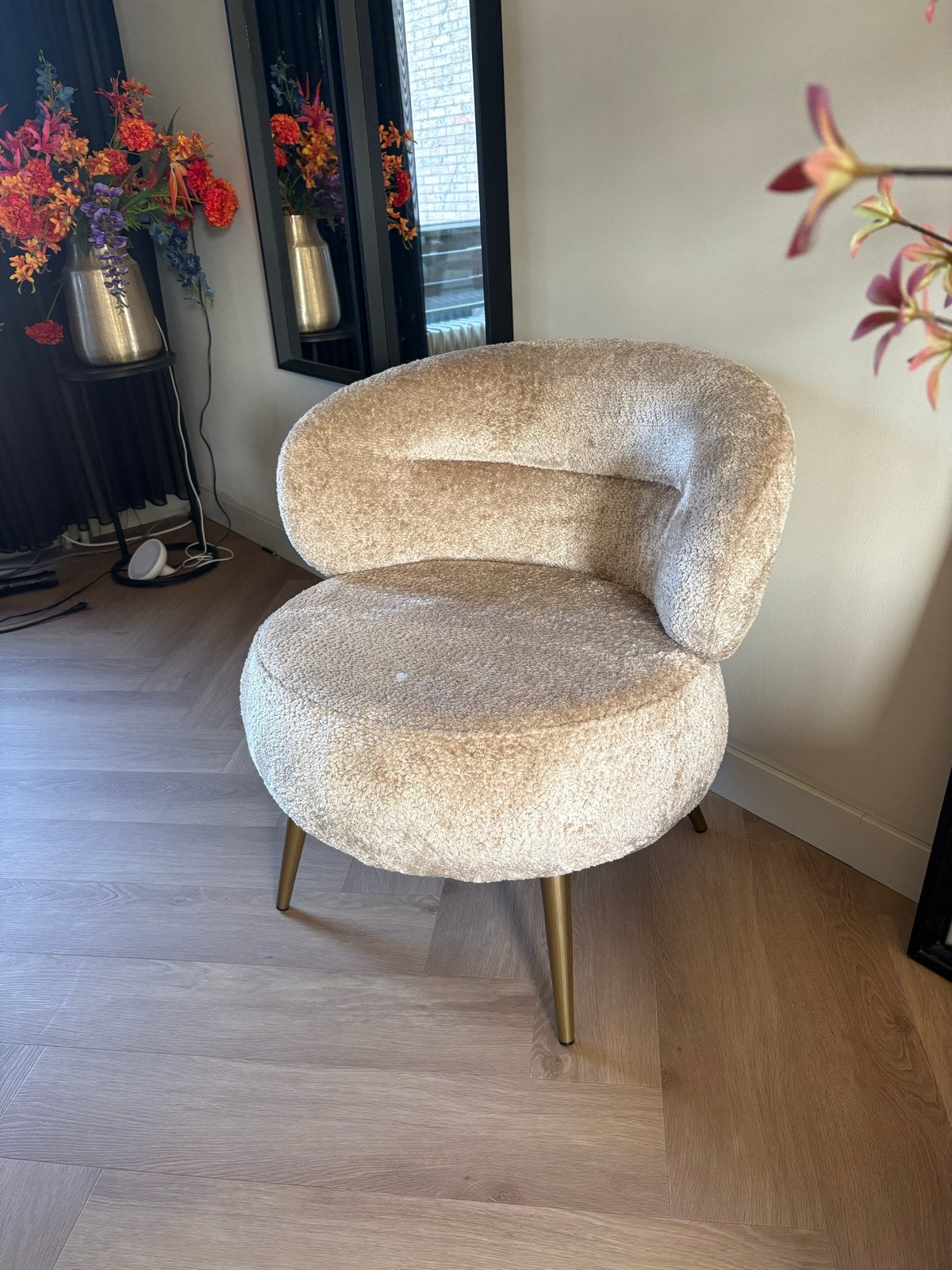 Richmond Interiors Fauteuil Teddy Bouclé Beige, Overige kleuren, Ophalen of Verzenden, Zo goed als nieuw, Eén