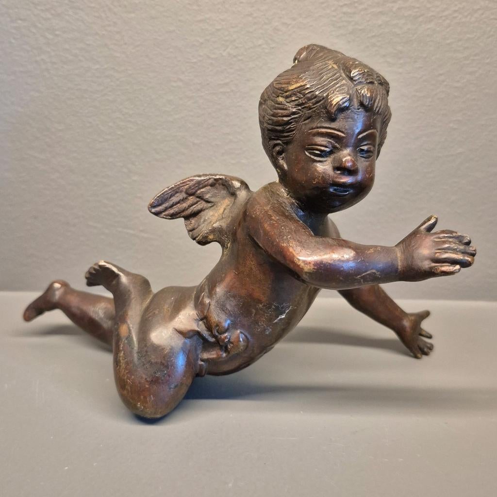 Oude Bronzen Engel, Antiek en Kunst, Antiek | Koper en Brons, Ophalen of Verzenden