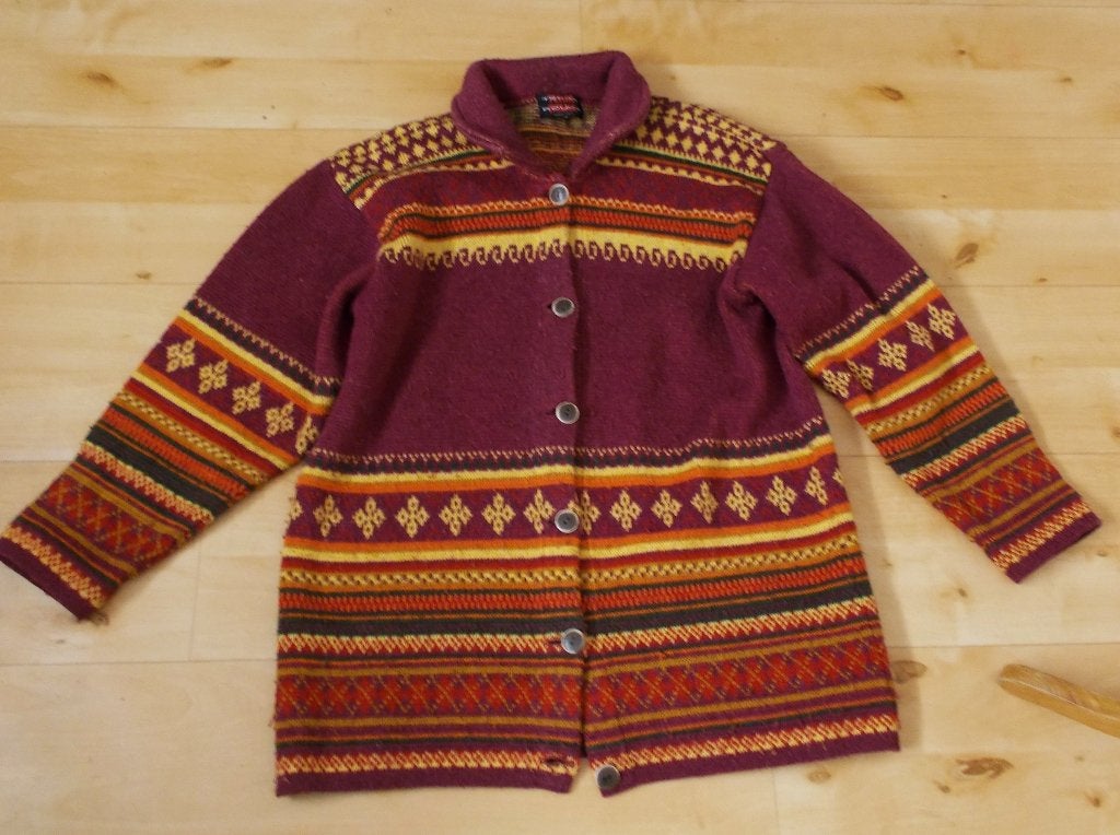 Mooie kleuren folklore wol mix print vest! XL, Verzenden, Zo goed als nieuw, Maat 46/48 (XL) of groter, Meerkleurig
