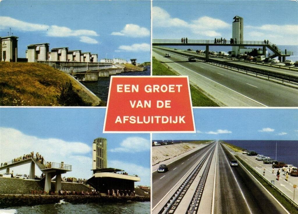 Een groet van de Afsluitdijk - 4 afb - 1992 gelopen, Ophalen of Verzenden, 1980 tot heden, Gelopen, Friesland