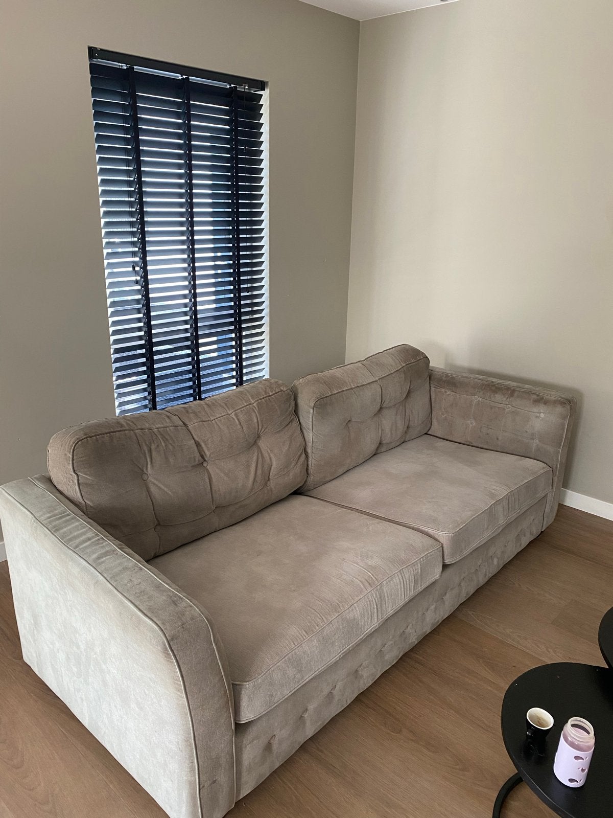 Comfortabele 3-zits bankstel - Beige stof, Huis en Inrichting, Banken | Bankstellen, Gebruikt, Driepersoons, 75 tot 100 cm, Ophalen of Verzenden