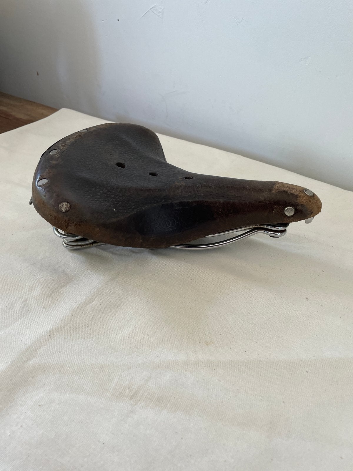 Brooks B66 Leren Fietszadel met Veren - Vintage Stijl, Gebruikt, Leer, Ophalen of Verzenden, Zadel