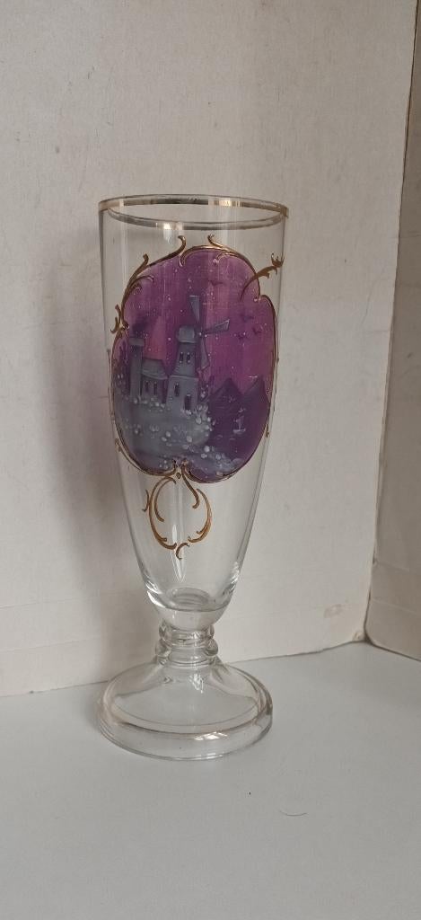 Antiek Meissener crystal kristal glas hand gegraveerd gesign, Antiek en Kunst, Ophalen of Verzenden