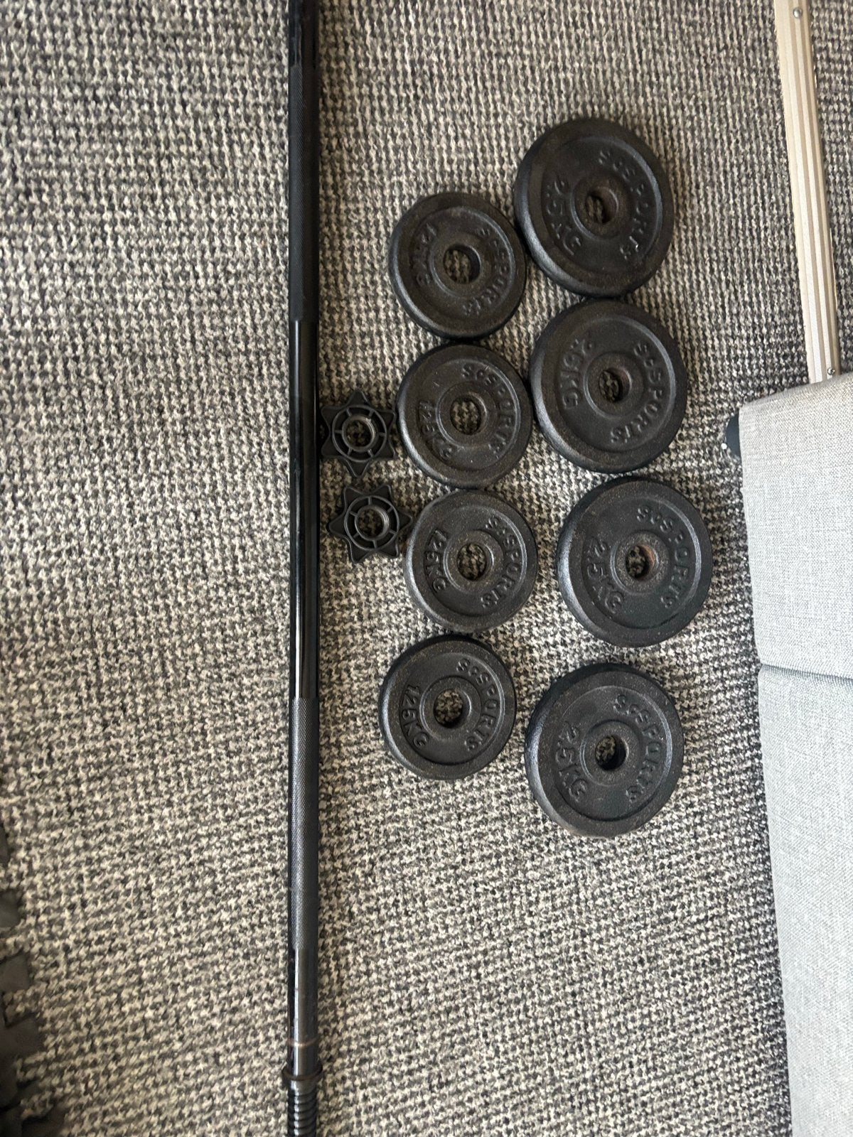 Barbell set with plates, Ophalen, Gebruikt, Armen, Halterset