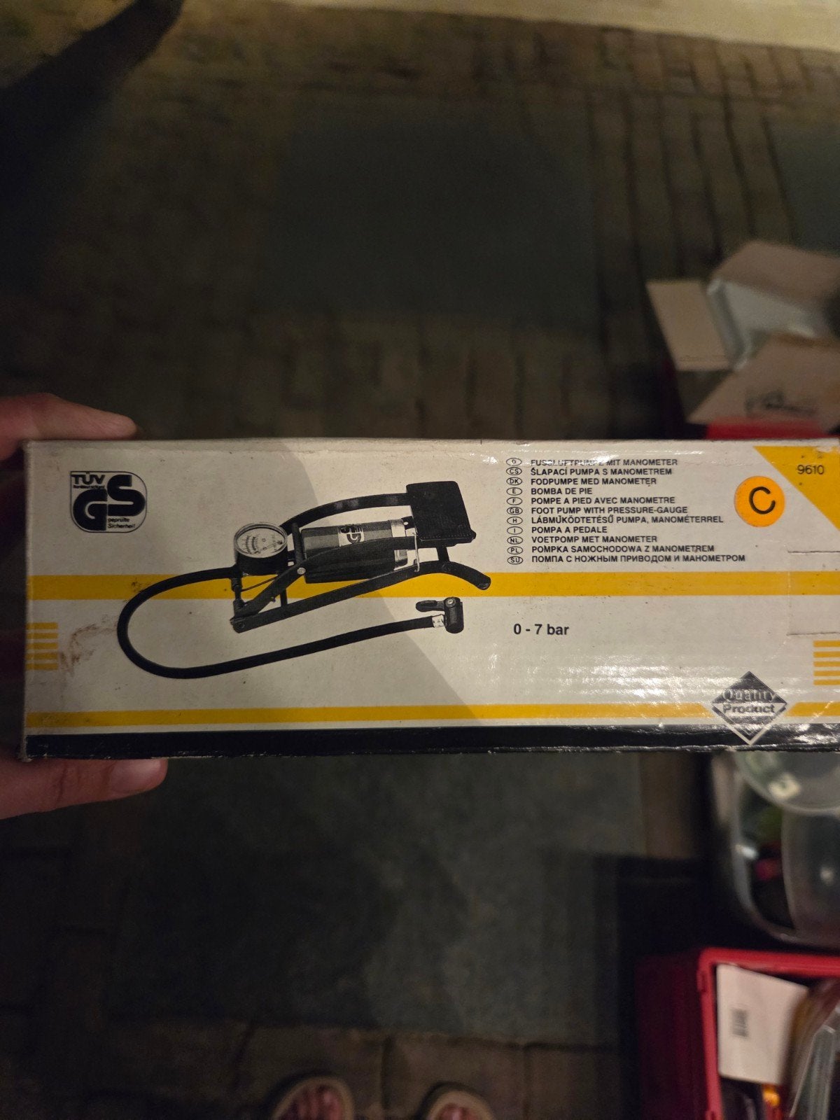 Voetpomp met manometer - 0-7 bar, Ophalen of Verzenden, Drukmeter, Nieuw