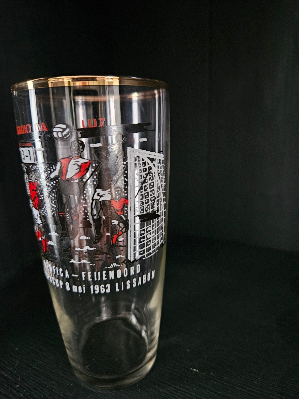 Vintage Benfica-Feyenoord Europacup Glas 1963, Ophalen