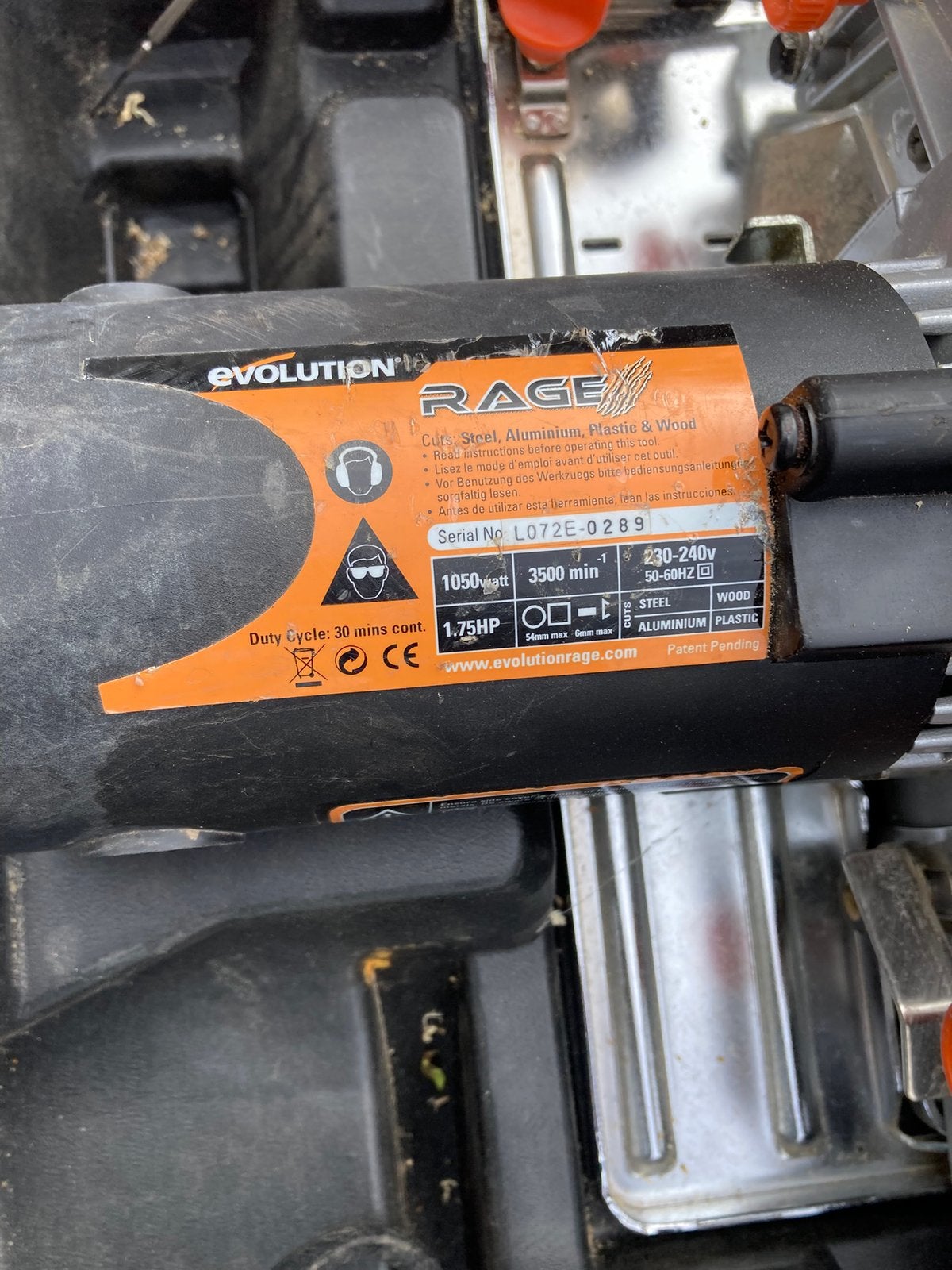 Evolution Rage cirkelzaag voor ijzer,aluminium,hout,plastic, Ophalen of Verzenden, Zo goed als nieuw