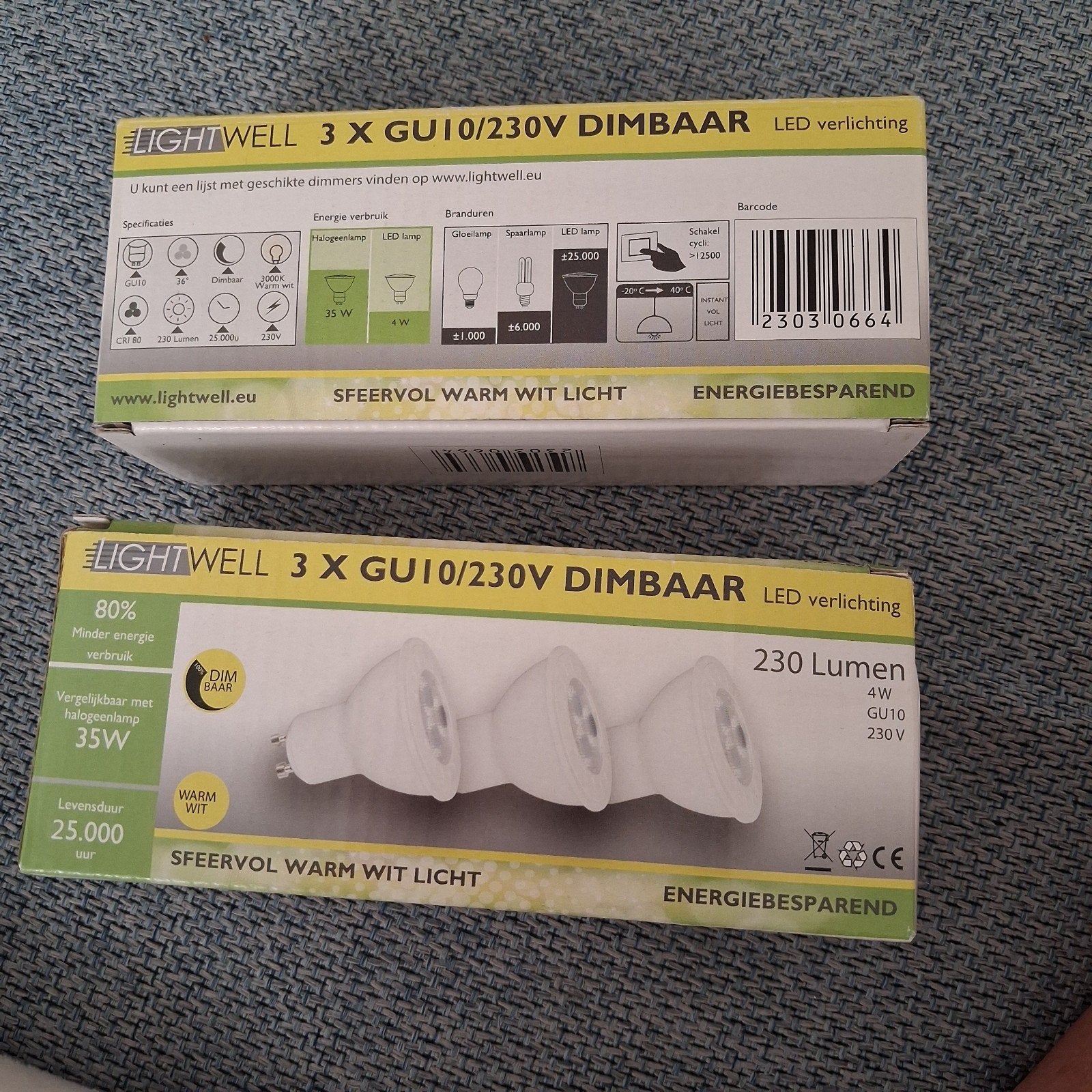 Lightwell 3x GU10/230V Dimbare LED Verlichting, Dimbaar, Kunststof, Modern, GU10