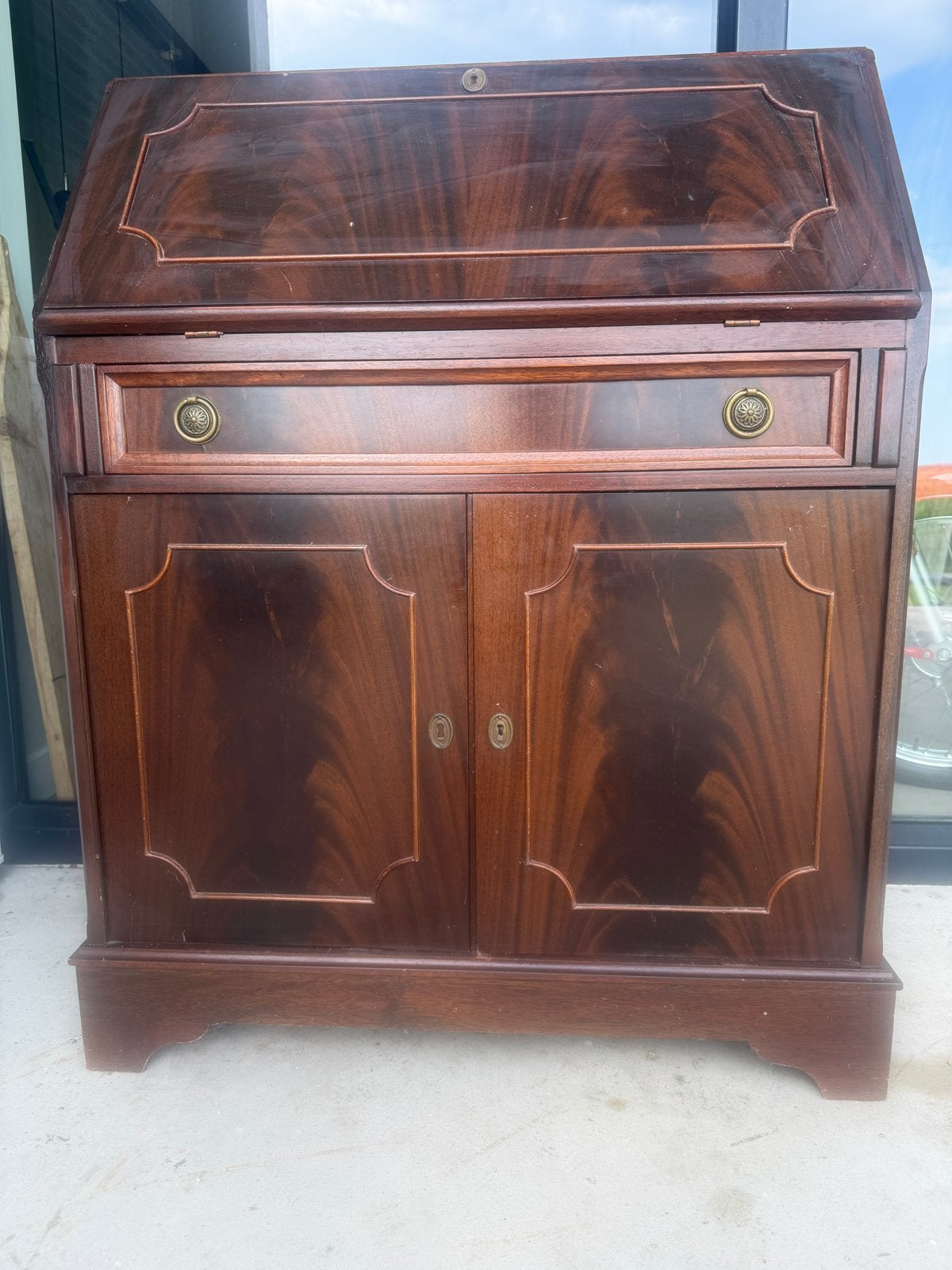 Antiek Mahonie Secretaire Bureau met Opbergruimte, Antiek en Kunst, Ophalen
