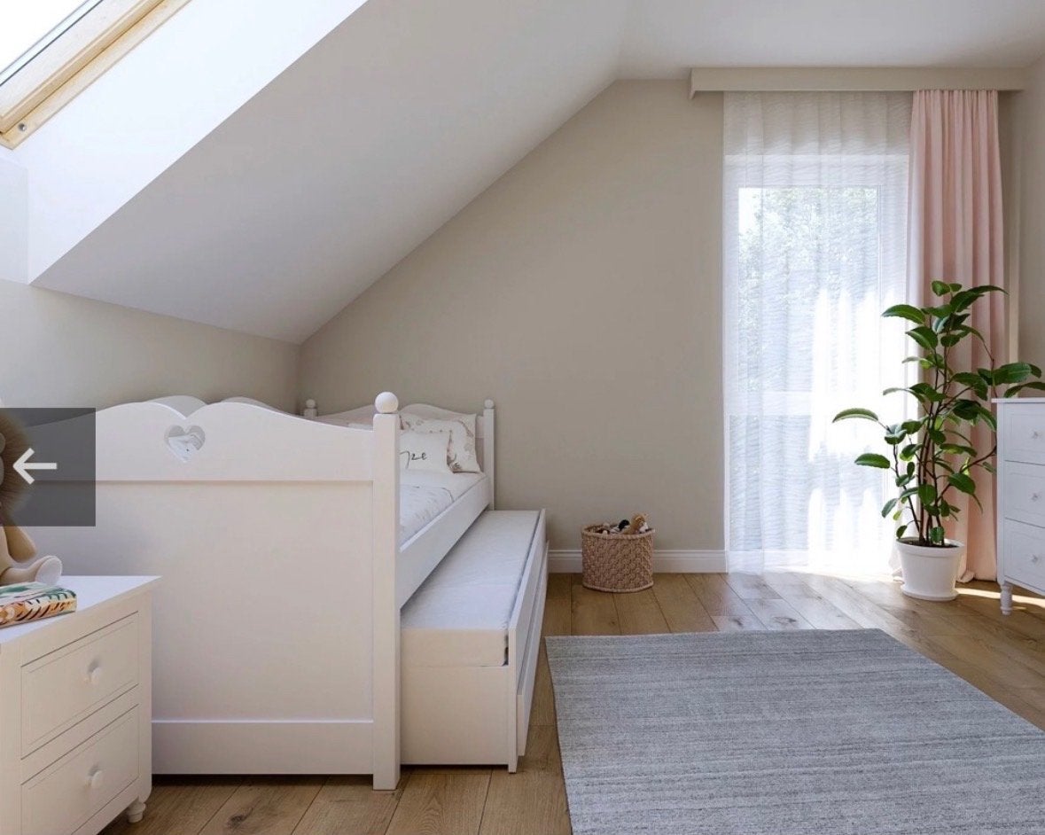 Kinder uitschuifbed 'Emma' met bureau en kast, Ophalen, 85 tot 100 cm, Gebruikt, Lattenbodem