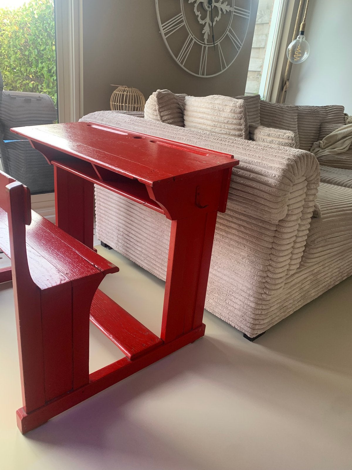 Vintage schoolbank, lessenaar voor 2 kinderen, Antiek en Kunst, Ophalen