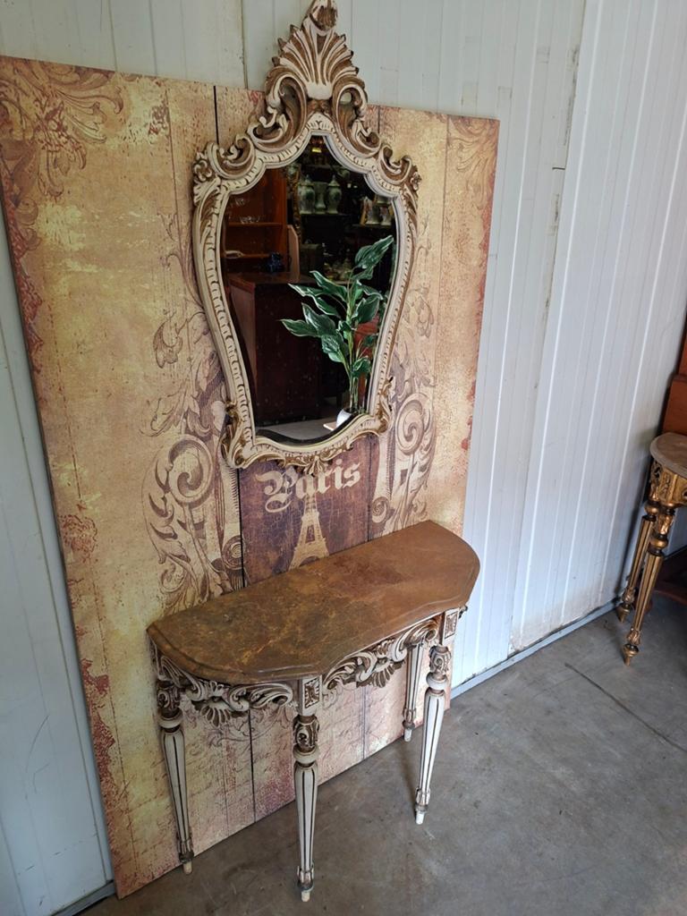 Antieke barok wandconsole, sidetable. haltafel met spiegel a, Ophalen of Verzenden