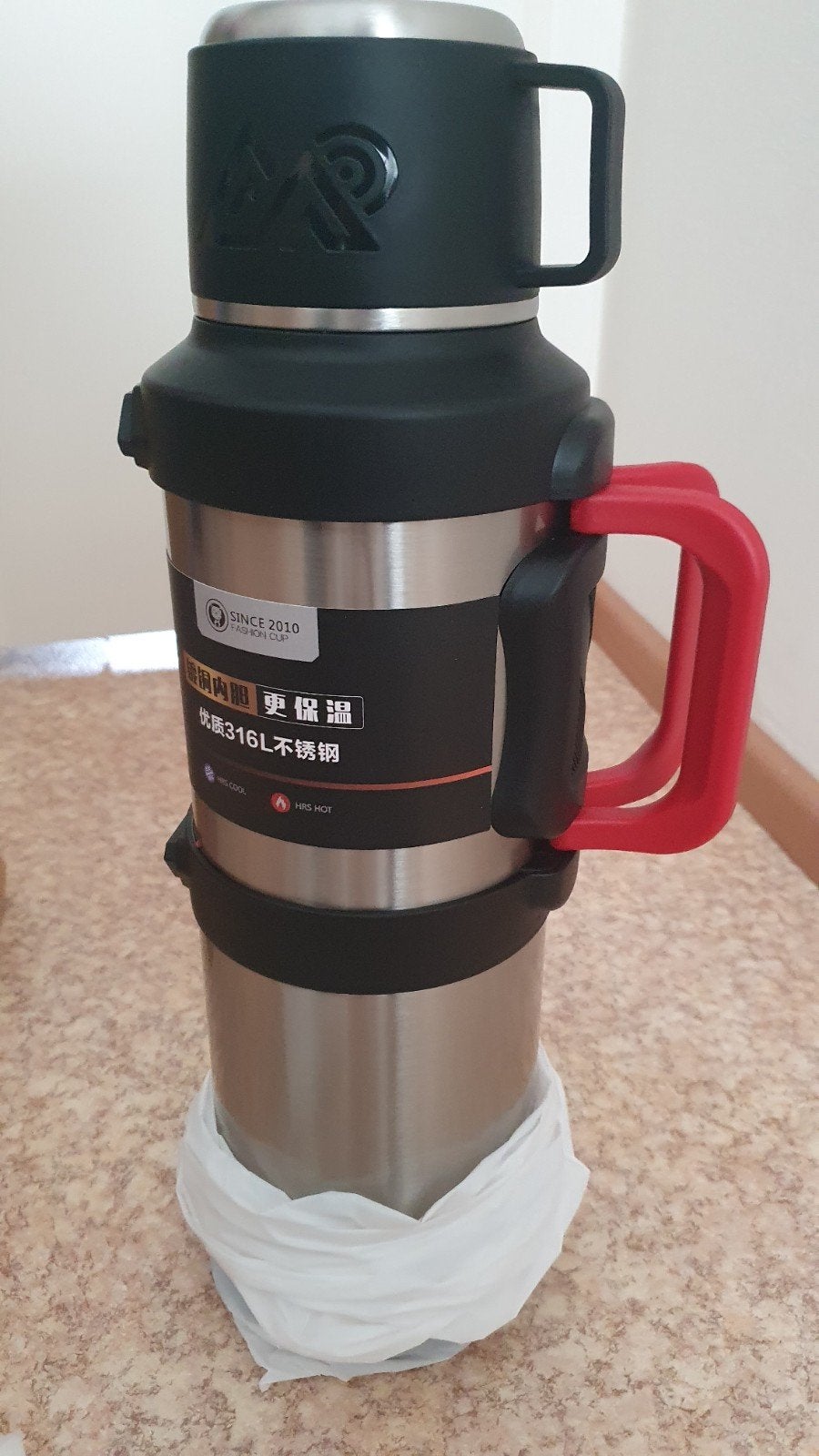 RVS Geïsoleerde Waterfles met Handvat - Thermosfles, Overige typen, Ophalen of Verzenden, Metaal, Nieuw