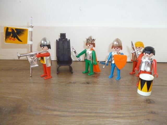 Vintage Playmobil Ridders met trommel en Koning, Ophalen of Verzenden, Gebruikt