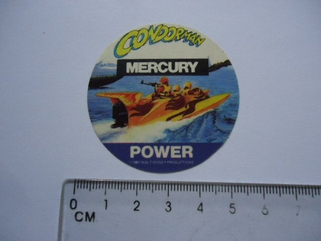 sticker 1981 Mercury Power outboard motor Condorman disney, Verzenden, Zo goed als nieuw