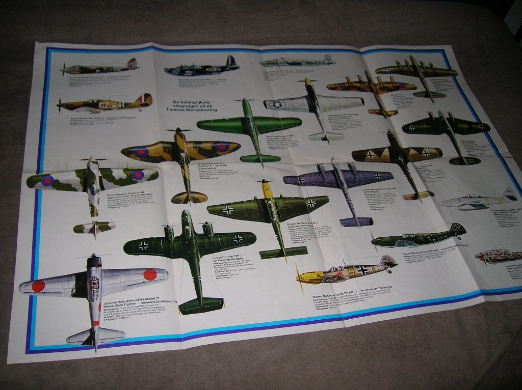 poster militaire vliegtuigen 2e wereldoorlog 83 x 58 cm, Verzamelen, Ophalen of Verzenden, Zo goed als nieuw, Overige typen