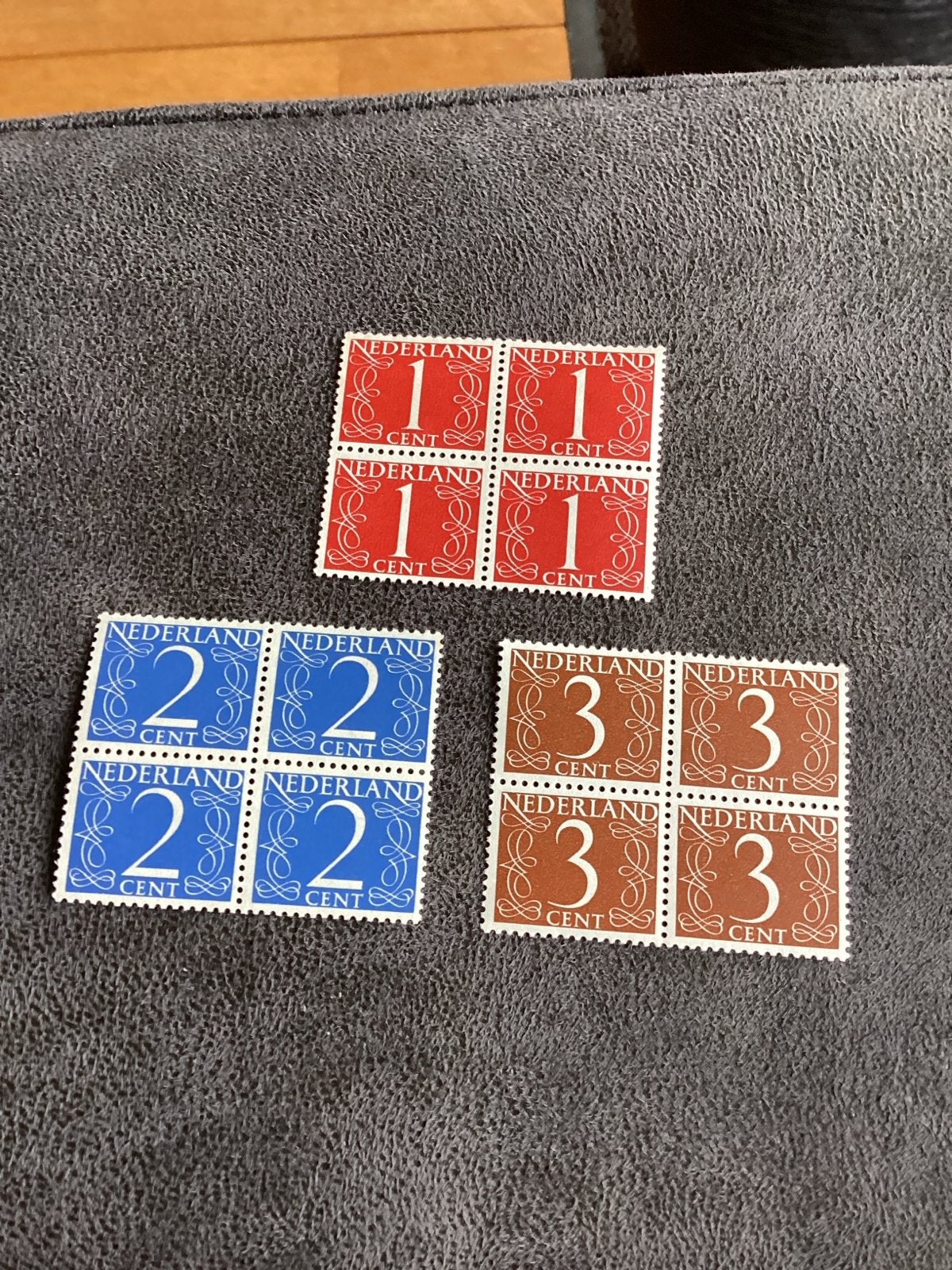 Nederlandse postzegels 1, 2 en 3 cent 3 x blok van 4, Ophalen of Verzenden, T/m 1940, Postfris