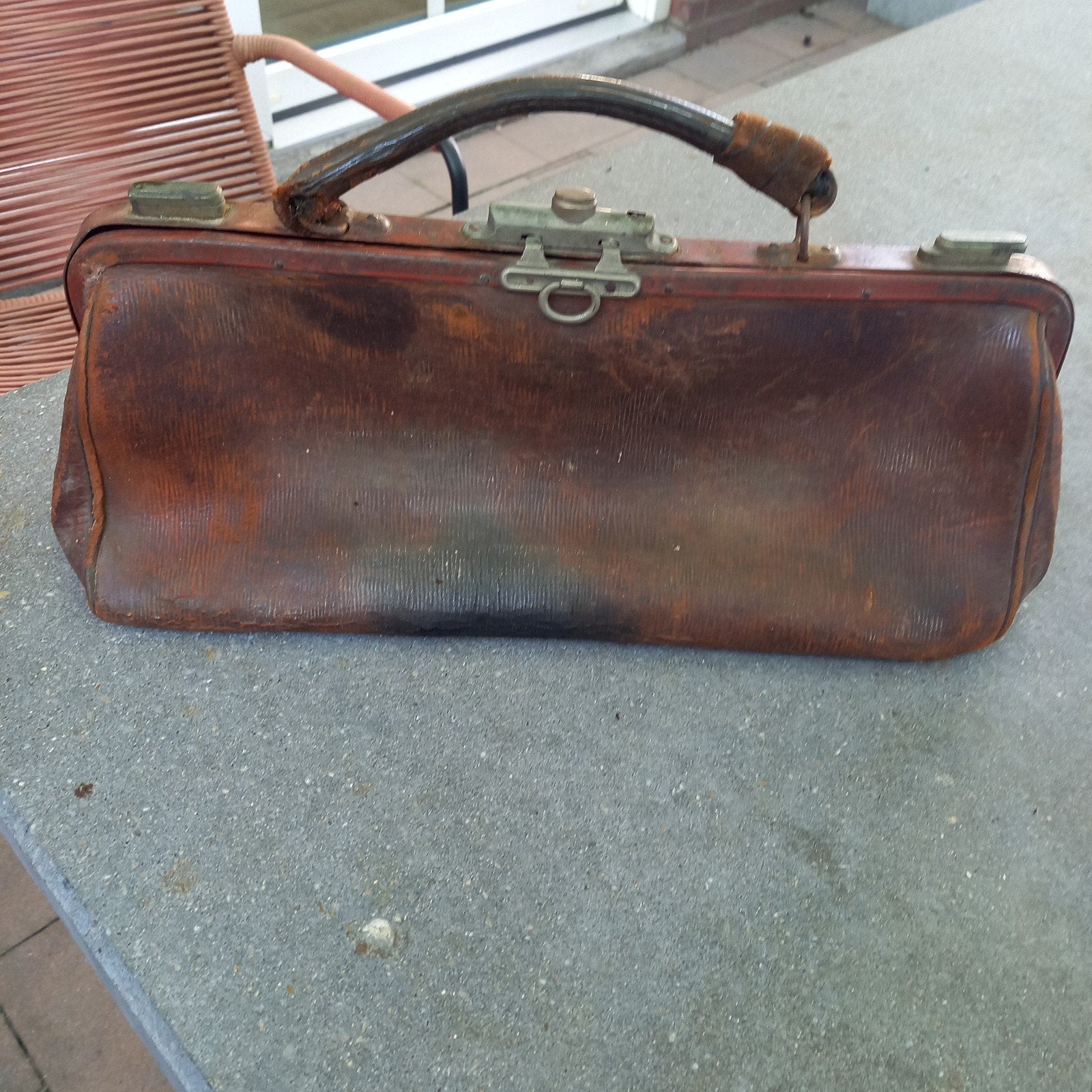 Antieke Leren Dokterstas / Gladstone Bag (ca. 1930), Antiek en Kunst, Ophalen of Verzenden