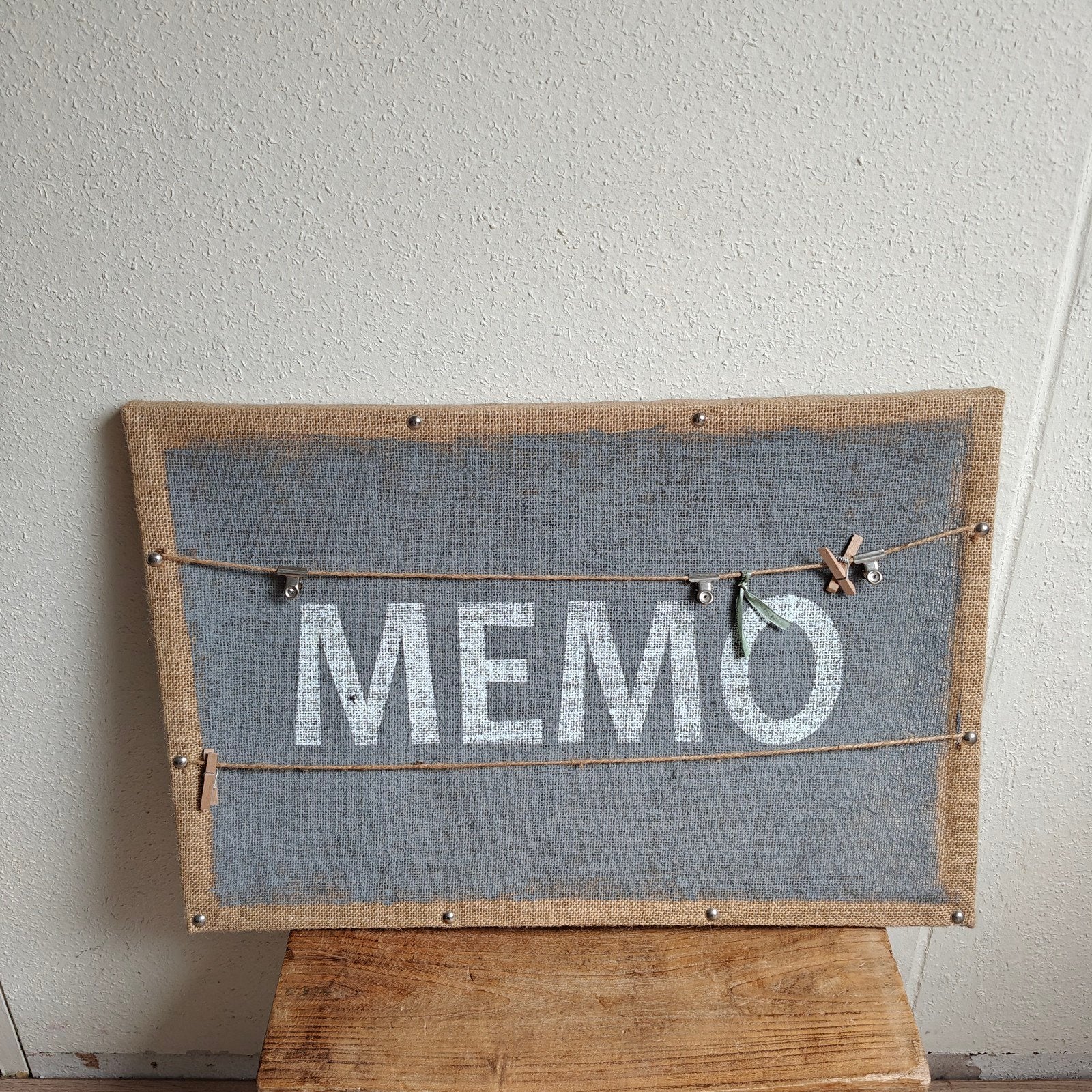 Memo bord 60x40 met clips - Jute/Grijs, Ophalen of Verzenden