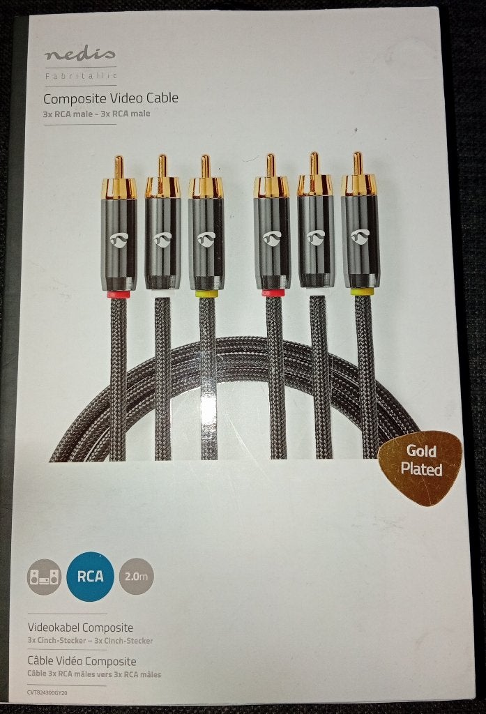 Nedis Composiet Videokabel-3x RCA Male-Verguld, Audio, Tv en Foto, Audiokabels en Televisiekabels, Ophalen of Verzenden, Nieuw