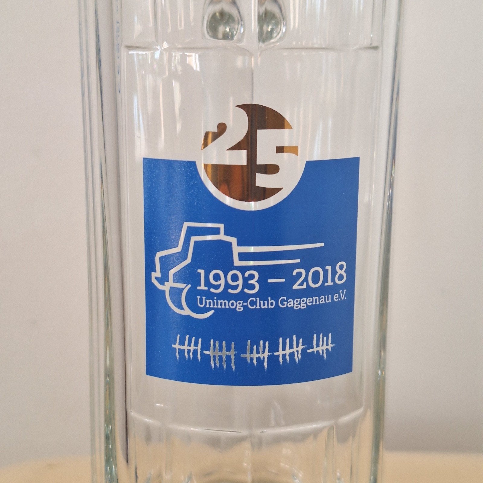 Unimog Club Gaggenau 1993-2018 bierglas pul, Ophalen, Zo goed als nieuw, Bierglas