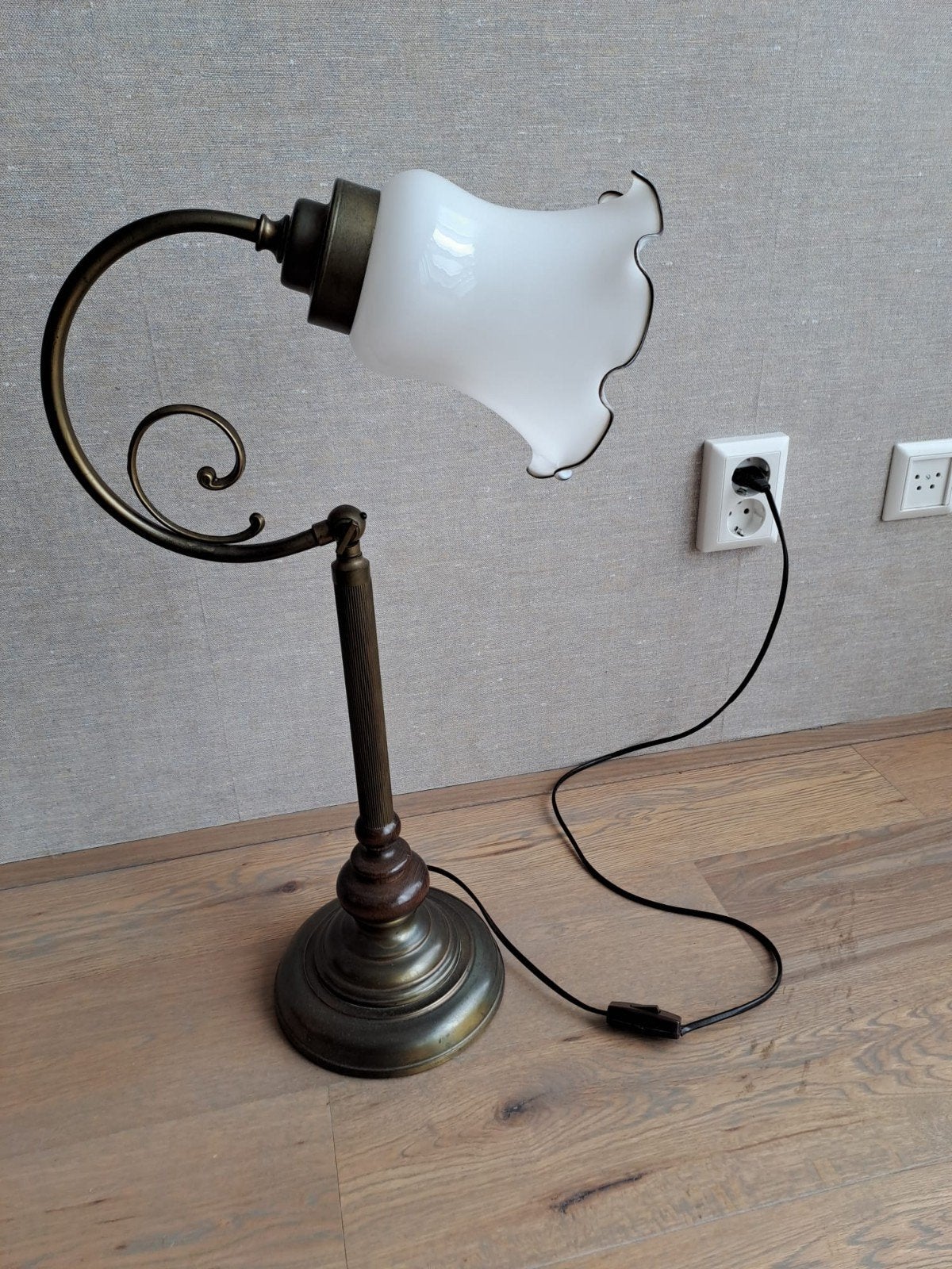 tafellamp schemerlamp bureaulamp verstelbaar Brons metaal, Ophalen of Verzenden, Metaal, Bureaulamp, Verstelbaar
