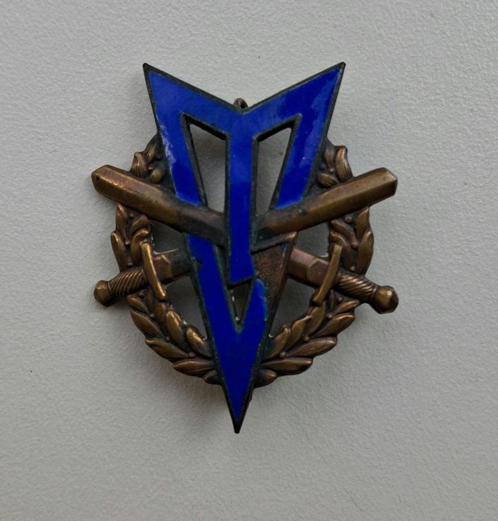 Oud embleem MLV militaire lichamelijke vaardigheid + zwemmen, Ophalen of Verzenden, Landmacht, Nederland, Embleem of Badge
